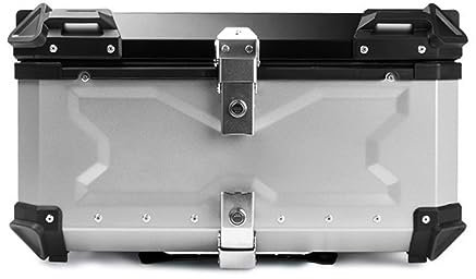 Maletero para Moto, Caja para Casco, Funda Superior Impermeable 65L 85L 100L Baúl Trasero De Aluminio con Bloqueo De Seguridad (Color: Plata, Size)