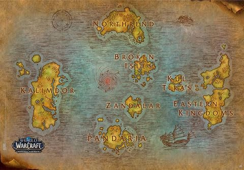 World of Warcraft - Map - Plakat Poster Druck - 91,5x61 cm + 1 Packung Powerstrips® - Inhalt 20 Stück