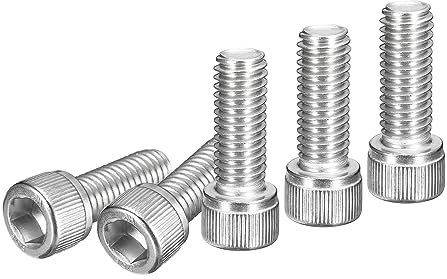 DTGN 3/8-16X1 (Dxh) Vis À Tête Cylindrique À Six Pans Creux - Lot De 20 - Convient Pour Les Fixations De Meubles - Filetage Complet - Vis À Tête En Acier Inoxydable 304, Argent