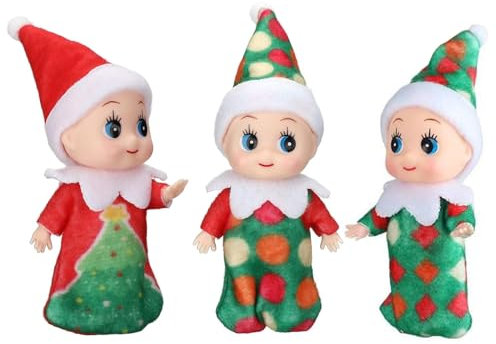 POPOYU 3 Stück Mini-Puppe Elf Weihnachten Baby Winziger Weihnachtself für Mädchen und Jungen,Puppe Baby Elf Weihnachten Neuheit Spielzeug Puppen Elfen Baby Spielzeug für Weihnachten Neujahr Geschenk