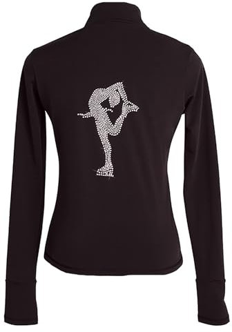 Youthful flying Eiskunstlauf Jacke Warmes Fleece Mädchen Damen Eislaufen Tops Sportjacke Con Kristall(Size:M,Color:Schwarz-Dick)