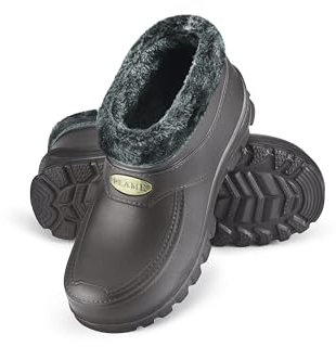 ESTRO Stivaletti Pioggia Donna Gomma - Zoccoli Donna Invernali Ciabatte Giardino Uomo Zoccoli Gomma con Pelo Stivali da Giardino Uomo A16 (45, Grigio)