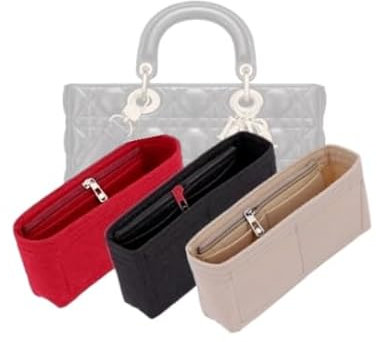 LinerLink Taschen-Organizer für Dior Medium Lady D-Joy Tasche (26 L x 13,5 H x 5 T) | handgefertigter Tascheneinsatz | 2 mm Filztascheneinsatz | Damen-Handtaschenformer (Rosa, Stil B: seitlicher