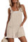 CUPSHE Women's Jumpsuit Pinafore Short Dungarees Scoop Neck Sleeveless Overall Casual Straight Leg Outfit Romper Playsuit with Pockets Apricot M