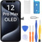 LL TRADER Display für iPhone 12 Pro Max OLED [Nicht LCD] 6.7 Retina FHD Bildschirm Ersatz COF Touch Screen Digitizer mit Reparatur Tool Kits, Bildschirmschutz 2024