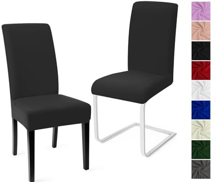 Stuhlhussen 2er Set Stuhlbezüge Moderne Stretch Stuhlhussen Universal Husse Abnehmbare Stuhlbezug Waschbarer Abdeckung Esszimmer Dekoration Spannbezug,für Hotel Hochzeit Partys(2er Set, Dark Gray)-C