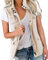 Imily Bela Damen Cargo Weste Ärmellos Übergangs Parka Jacke Kurz Mit Taschen und KordelzugFrühling Sommer Weste Oberbekleidung（Beige,S）