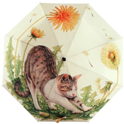 siduytin Wasserdichter Regenschirm zum Schutz im Freien. Bleiben Sie trocken, egal bei welchem Wetter. Cartoon Taschenschirm. Dreifach Regenschirm, Faule Katze
