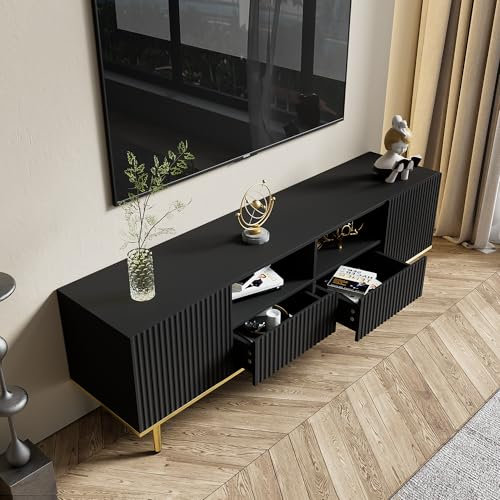 Lexiou Mobile TV moderno con piedini dorati e bordo dorato (nero)