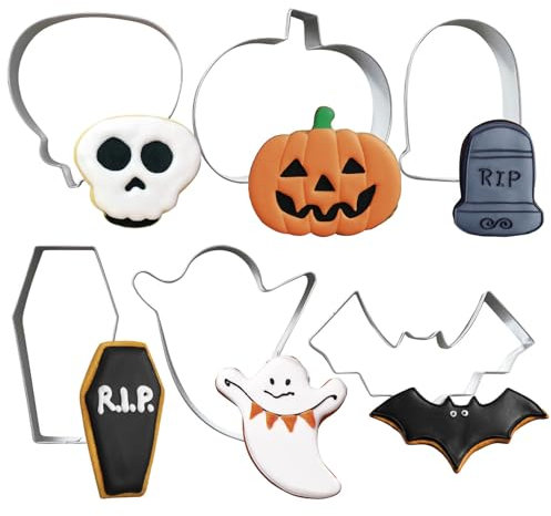 OH YEAH - Kit de 6 Moldes de Galletas para Halloween - Cortadores de Repostería en Acero Inoxidable