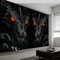 Wandtapete Tierspiel Drache Fototapete, Schwarz Vliestapete Bild Wand Dekoration, 200 x 140 cm (B x H) Tapete Panorama Poster Für Mädchen, Jungs Schlafzimmer Wohnzimmer