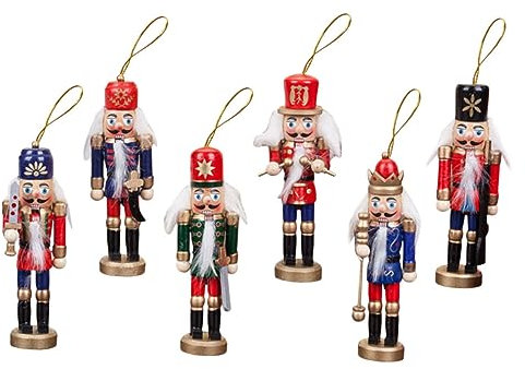 Cabilock Weihnachts-nussknacker-Ornamente 6-teiliges Set Aus Holzfiguren Weihnachtsdeko Christbaumschmuck