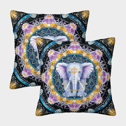 YOPDEOOCR Elefant Kissenbezug 2er Set Kissenhülle Kuschelkissen für Sofa Schlafzimmer Kissenhülle 40x40cm