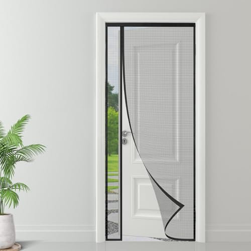 ESMAYULO Zanzariera Magnetica per Porte 120x210 cm, Apertura Laterale Unica, Barriera Anti-Zanzare e Insetti, Installazione Rapida Senza Foratura, Materiale Resistente - Nero