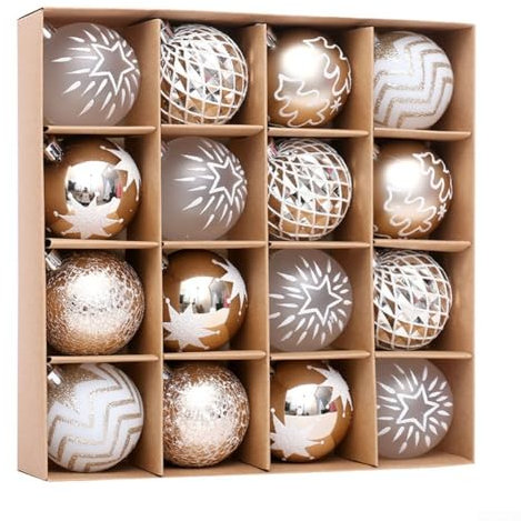 HEBEOT 16 palline di Natale fatte a mano in vetro, 6 cm, palline per albero di Natale, decorazioni natalizie per Natale, matrimoni, fidanzamenti (A)