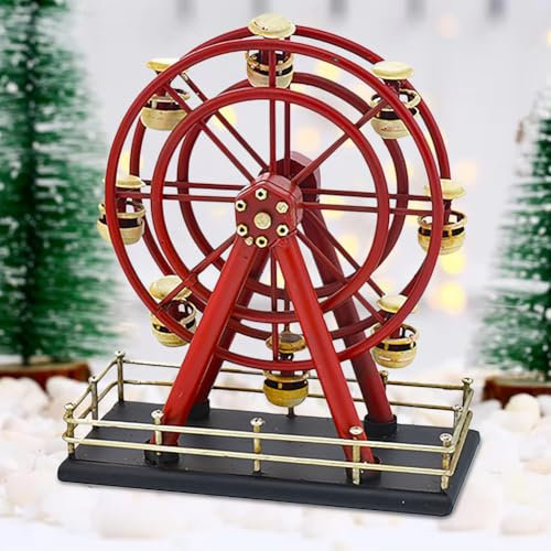 BAKAJI Giostra in Metallo Natalizia, Decorazione Addobbo di Natale Rosso, Oggettistica Natalizia Decorativa Design retrò Giostra, Ornamento per Casa, Ufficio, Feste, Dimensioni 22.5 x 10.5 x 26 cm