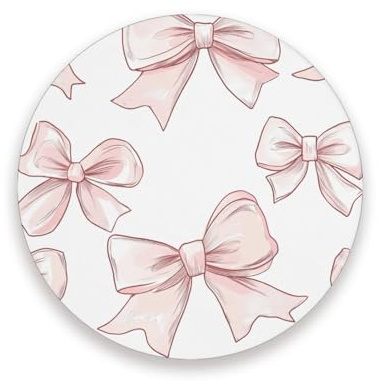YETTASBIN Runde Untersetzer für Getränke, Schleife, Rosa, 1 Stück, saugfähig, hitzebeständig, Keramik-Stein-Untersetzer, Schreibtischschutz mit Korkboden, für Küche, Bar, Heimdekoration, 9,9 cm
