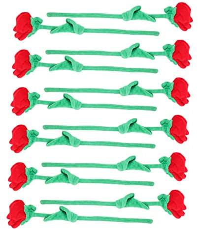 TINEASUR 12piezas De Flores De Peluche Flexible De Decoración Artificial para Bodas y Decoración del Color Rojo