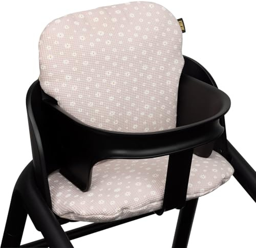 2-teiliges Hochstuhl Kissen Set kompatibel mit Giraffe Hochstuhl | Ergonomisches Sitz- & Rückenkissen Baby | Waschbar, pflegeleicht, handgefertigt, Oeko-Tex 100 | Komfort & Stil (Pink Daisy)
