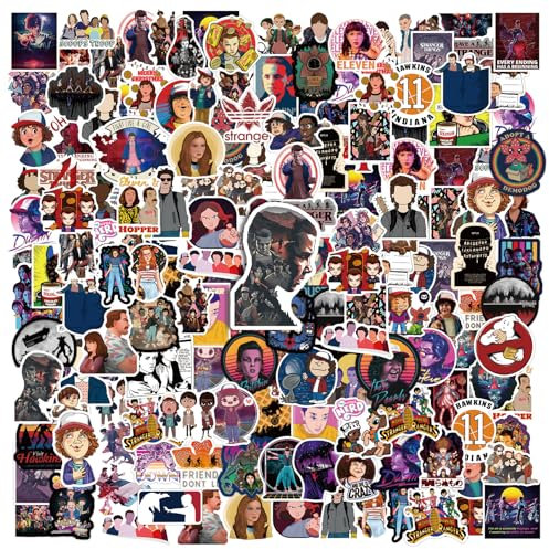 100PCS Vinyl Stickers for Kids, Classic Spooky TV Themed Waterproof Stickers, Non-Repeating Guitar Laptop Suitcase Stickers, Best Anime Sticker for Movie Fans, Kids, Teens