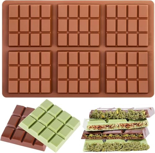 AVANA Moule à chocolat en silicone de 6 cavités, sans BPA, anti-adhésif, moules tablette de chocolat (moule 3)