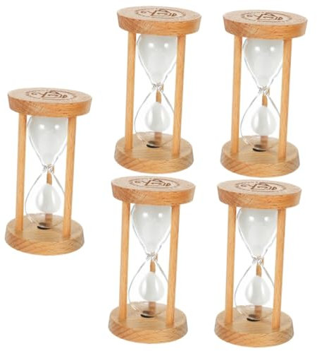 OKUMEYR 5St Sanduhr-Timer weiß Weiss im wei Küchen Sanduhr Dekorative Sanduhr DREI-Minuten-Sanduhr sandtropfende Sanduhr Sanduhr-Dekoration Multifunktions-Sanduhr- Tisch-Sanduhr Holz
