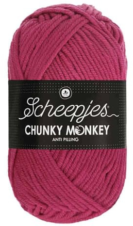 Scheepjes Chunky Monkey Aran Weight Yarn | 100g Ball | Anti-Pilling Acrylic | Soft & Hypoallergenic for Knitting and Crochet Blankets, Toys & Garments (1827 Deep Fuchsia)