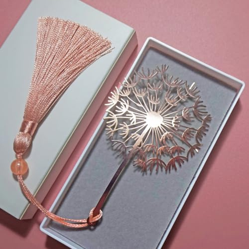 Yocuzee Lesezeichen aus Metall mit Geschenkbox, mit Quaste (Löwenzahn) | Geschenke für Frauen Mama Großmutter Lehrerinnen Schüler, Bookmark für Bücherwurm, Geburtstag, Schule, Weihnachten, Ruhestand