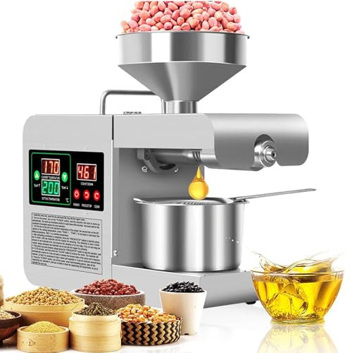 LSBHPPD Commercial Oil Press Machine,Hot and cold oil press,600W Domestic Oil Press Machine, Electric Seed Oil Machine for Peanut Sesame Sunflower Seeds Coconut Soybean Oil Machine