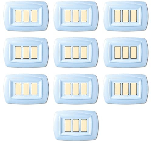 10 Placche, 3 moduli/posti, Compatibile Con BTicino Magic, azzurro pastello, Placca arrotondata, Plastica di alta qualità, 100% compatibile con supporti e moduli originali