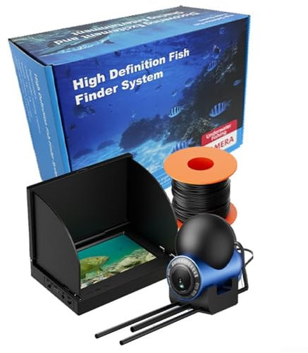 Zoegneer Fischfinder, Unterwasser-Angelkamera, Fisch-Finder-System-Set, Fischtiefenfinder mit 220°-Weitwinkel, für Eis, Meer, See, Fluss, Angeln, 10,9 cm (IPS+15 M-Kamera)