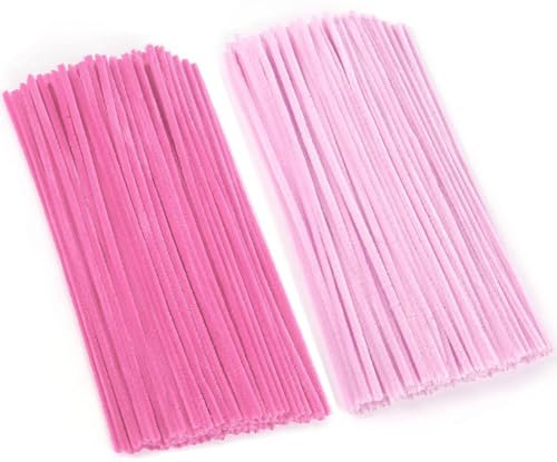 100 scovolini rosa per lavori artigianali, 6 mm x 30 cm di lunghezza, steli flessibili in ciniglia, per fai da te, progetti artistici, decorazioni (2 stili rosa)