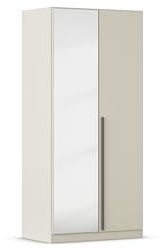 Rauch Möbel ALBA, Kleiderschrank, Farbe Beige, Breite 91 cm | Schrank, 2-türig, mit Spiegel, Zubehör Premium, für Schlafzimmer, Kinderzimmer, Babyzimmer, Homeoffice, Garderobe, Flur