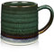 500ml e 700ml Tazza da Caffè Ceramica con Manico Grande, 18Oz e 25Oz Tazza da Tè per l'ufficio e la Casa, Adatta al Microonde e alla Lavastoviglie, Struttura Smaltata a Mano (500ml-Verde Inchiostro)