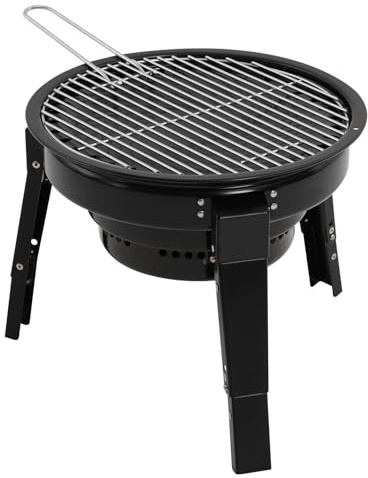 Premium Edelstahl Klappgrill mit Grillzubehör & Tragetasche,2-in-1 Grillpfanne & Rost, Höhenverstellbar, Tragbarer Holzkohlegrill für Camping, Garten, BBQ-Party