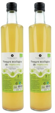 PLANETA HUERTO | Pack 2x Vinagre de Manzana ECO Sin Filtrar 750 ml – Vinagre de Manzana 100% Natural, Rico en Enzimas y Probióticos para Mejorar la Digestión y la Salud General