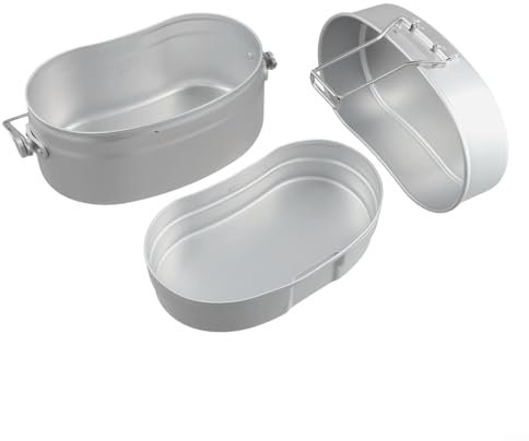 Juego de lonchera compacta de aluminio de 1 litro para senderismo y cocina al aire libre (plata)