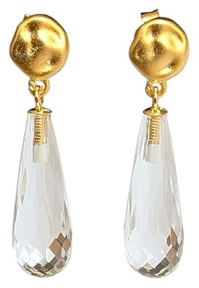 Ohrringe gold Bergkristall facettiert Tropgenhängend Ohrstecker Silber 925 mit Stein