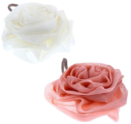 Homoyoyo 2pièces Boule De Bain Maille Et Luffa Éponge De Douche Lot De Boules De Fleur De Bain