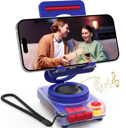 Handy-Ständer mit kabellosem Bluetooth-Lautsprecher, tragbarer Schreibtisch-Lautsprecher mit HD-Sound, TF/microSD-Kartensteckplatz, kompatibel mit iPhone/Galaxy, für Zuhause & Outdoor, Geschenk für