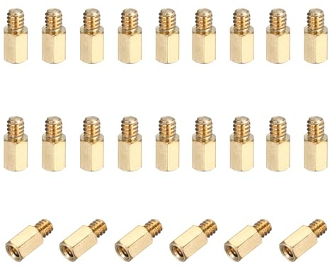 PATIKIL 24 Pcs 6-32 6.5mm+4mm Male Female Hex Standoff, Nickel Plated Copper PCB Motherboard Spacer Standoffs for Computer Cases Circuit Boards FPV Drone Quadcopter, Copper Color