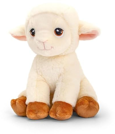 Keel Toys Keeleco SE1040 Weißes sitzendes Baby Lamm Schaf 25cm weiches Kuscheltier Plüschtier 100% recycelt / 100% knuddelbar