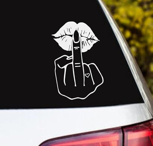 myrockshirt Mittelfinger mit Kussmund 20cm Aufkleber Sticker Farbe&Größe wählbar Autoaufkleber
