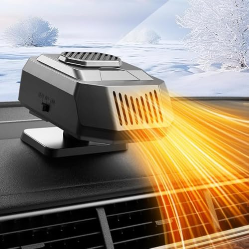 Autoheizung, 12V 200W Tragbare Autoheizung mit Zigarettenanzünderanschluss, 2-in-1 Schnellheizung, Entfroster und Heckscheibenheizung, 360° drehbarer Windschutzscheiben- und Fensterheber für Autos
