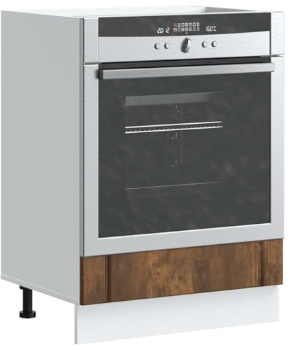 Qnhdfrt Smoked Oak Oven Housing Unit 60 x 46 x 81.5 cm Engineered Wood Tall Kitchen Cabinet Adjustable Feet Compact for Kitchen Storage and Pantry