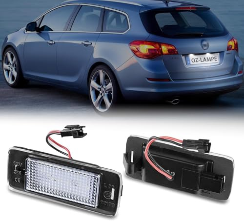 OZ-LAMPE LED Kennzeichenbeleuchtung für Opel Astra J Estate Zafira C | Kennzeichen mit Canbus, Nummernschildbeleuchtung LED 2 Stücke 18*2835 SMD