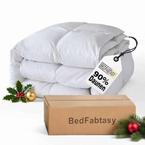 BedFabtasy Daunendecke 135x200cm, 90% Daunen und 10% Federn, Klasse 1, Oeko-Tex zertifizierte Bettdecke 135x200, Allergiker, RDS Zertifiziert Daunenbettdecke, Duvet, Ganzjahresdecke
