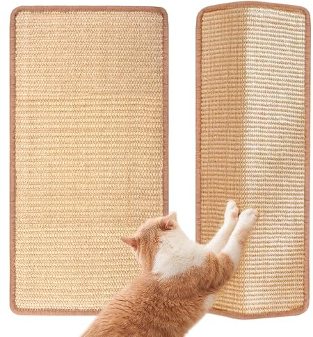 2 Piezas Alfombra Rascador para Gatos,Cuerda de Sisal Natural 50 x 25 cm | Alfombrilla para Gatos Rascador,Antideslizante Tablero Horizontal para Gato Autoadhesivo,para Proteger Muebles Sofás