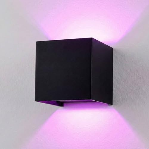 Metzler Lumic Smart LED Up Down Wandleuchte RGBW 6,5 W – App-Steuerung, dimmbar, verstellbarer Lichtwinkel 0–60°, IP65 Innen & Außen, RAL 9005 Tiefschwarz