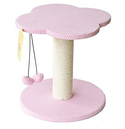 Ferribiella Rascador de flores de sisal y chenilla rosa para gatos con juego